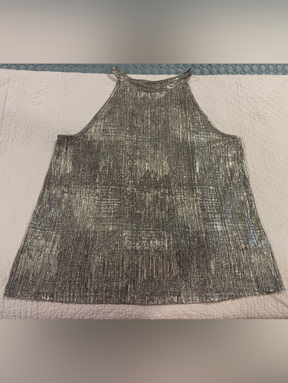Anthropologie Moulinette Soeurs Silvery Gold Metallic Halter Tank Medium Dressy